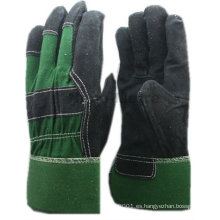 NMSAFETY guantes de cuero negro con espalda de algodón verde